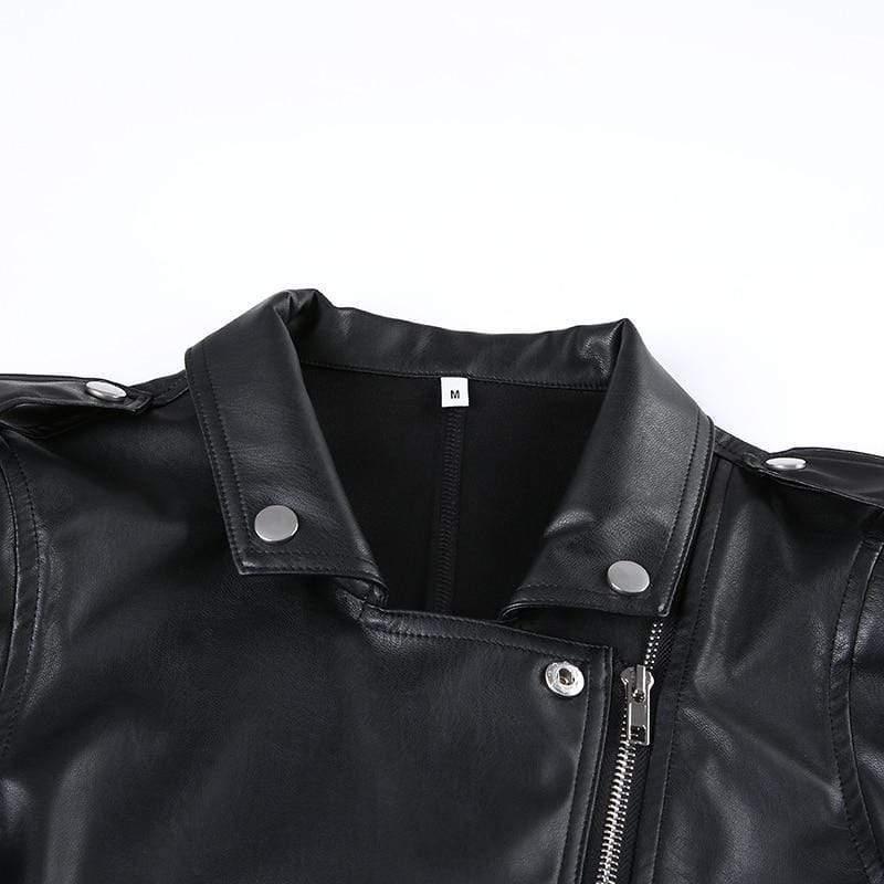 leather biker cropped jacket