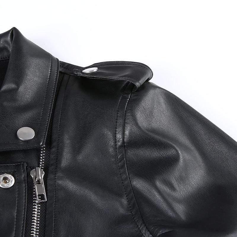 leather biker cropped jacket