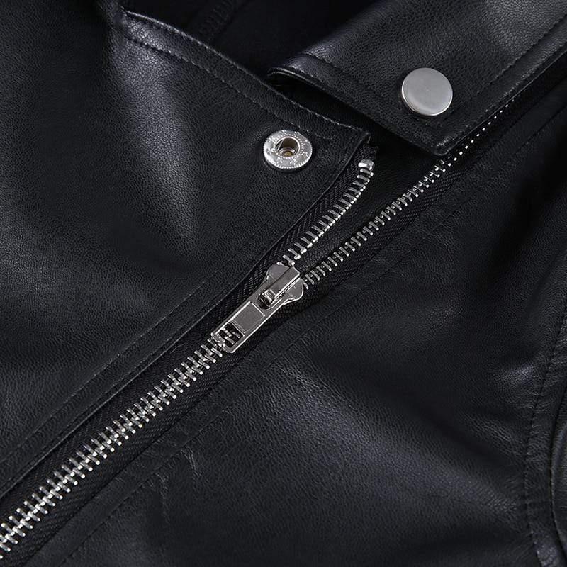 leather biker cropped jacket