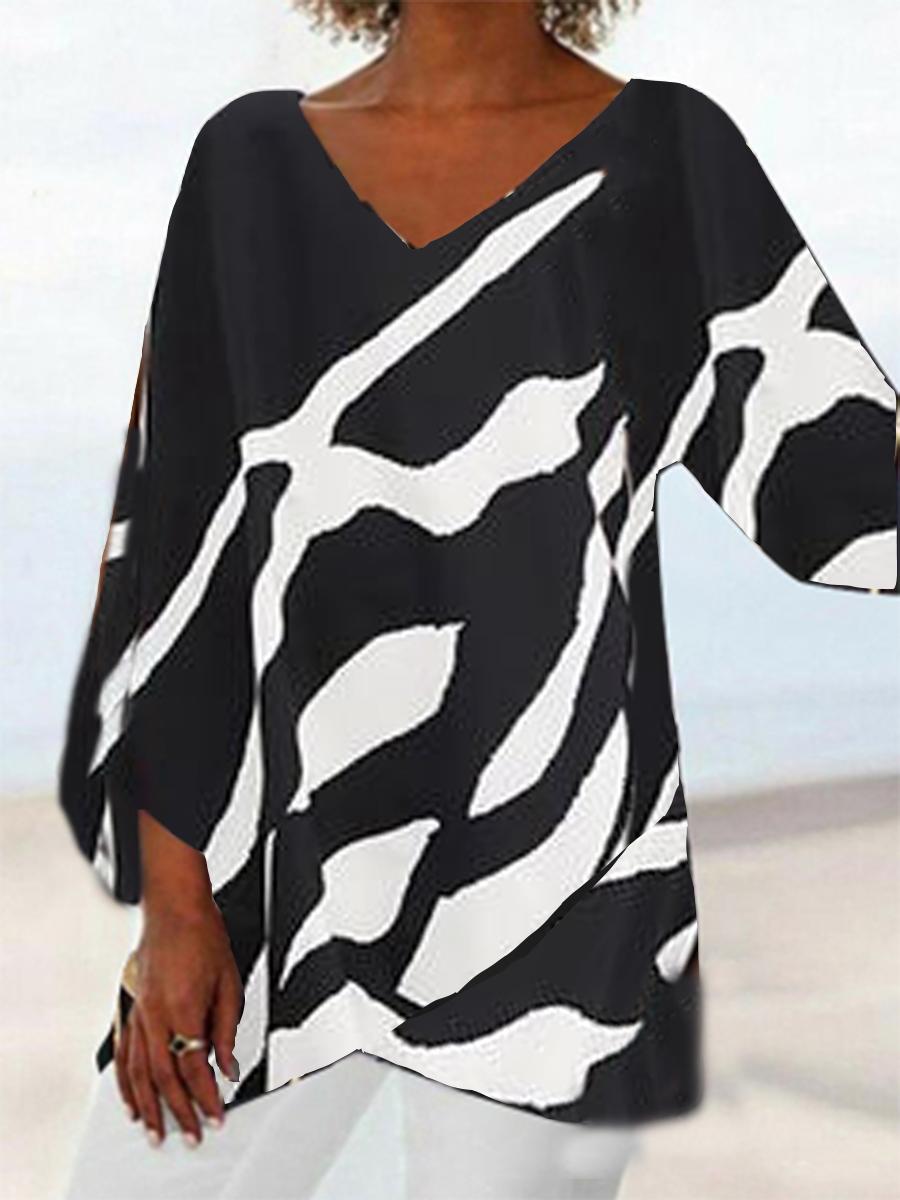 Printed Irregular Hem T-shirt