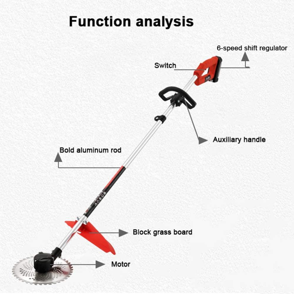 XGGYO Brushless Electric Grass Trimmer, 6 Speed Adjustable-1000W-Various Cutter Heads / 48V / 12Ah Lithium Battery