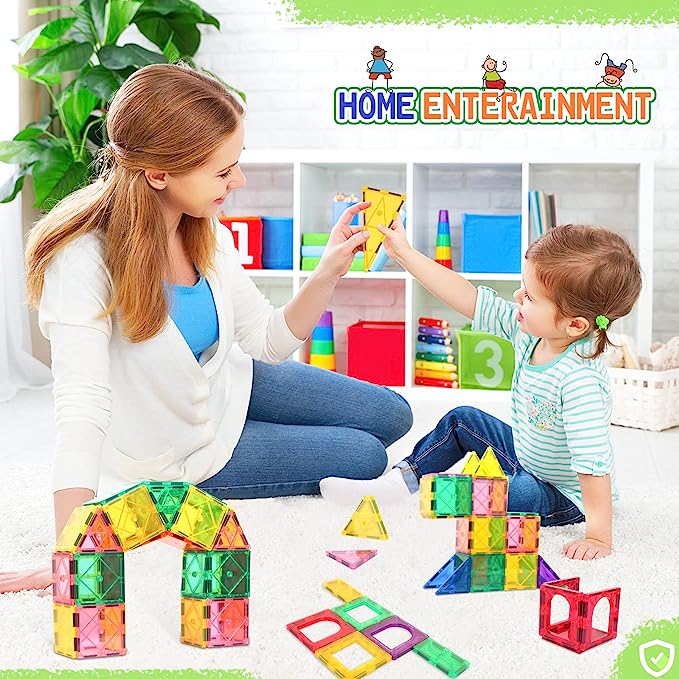 Encouraging Creativity and Developing Fine Motor Skills Magnetic Ceramic Tile Beginner Set Toy, Suitable for 3-5 and 4-8 Year Old Boys and Girls, Toddler Sensory Toy