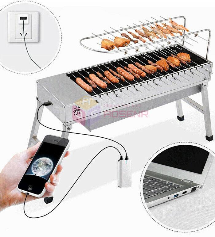 Foldable USB Electric Charcoal Grill/Automatic Flip Barbecue Stove for Outdoor