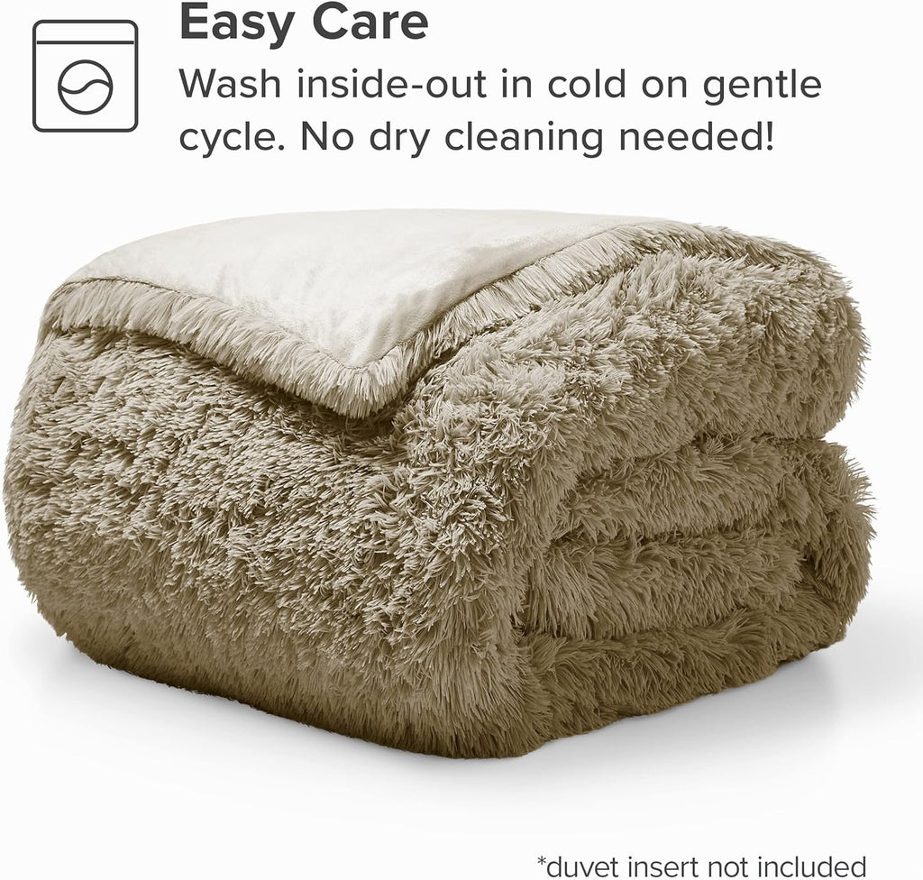 Bare Home Shaggy Fleece Duvet Cover King/Cal King Size - Plush Duvet Cover - Super Soft &amp; Luxury - Hidden Zipper Closure - All Season Bedding Duvet Cover (King/Cal King, Sand)