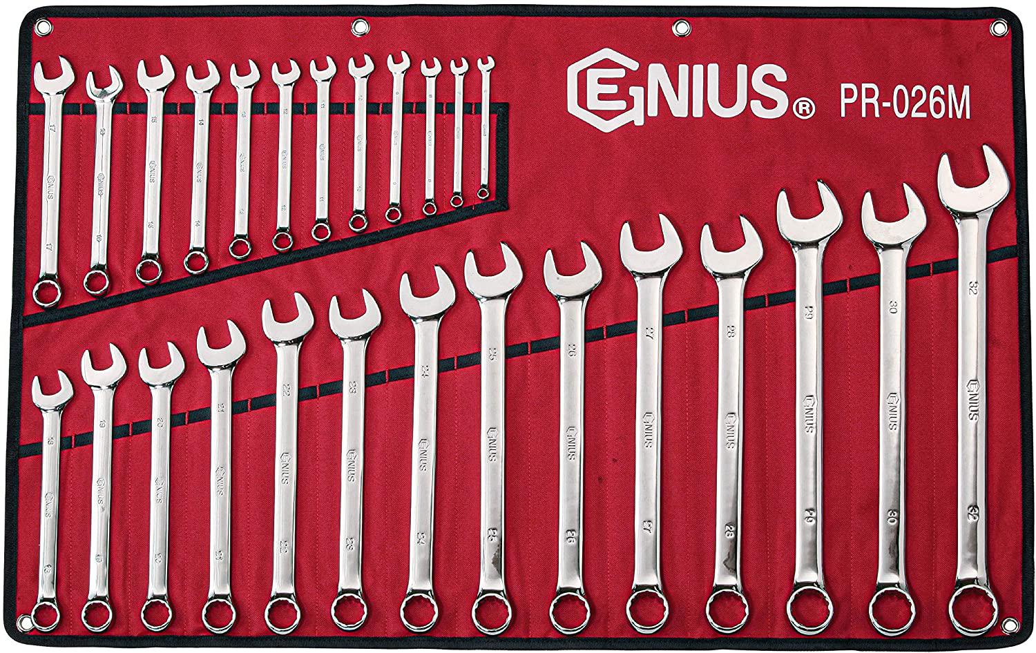 Genius Tools 26PC Metric Combination Wrench Set (Mirror Finish) - PR-026M