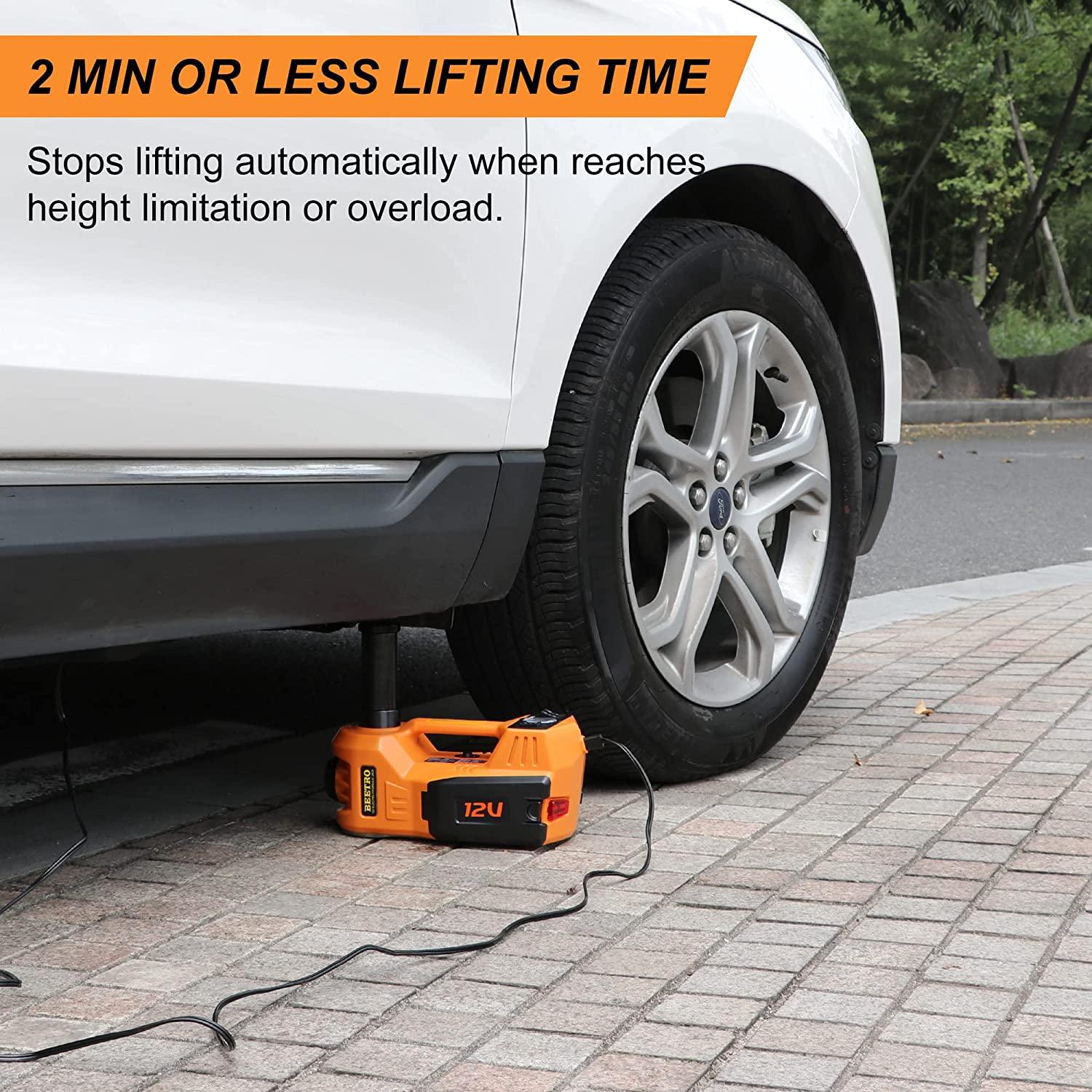 BEETRO 5 Ton Electric Hydraulic Jack, 4 in 1 Electric Car Jack with Electric Wrench and Tire Inflator Pump, 12V Floor Jack Electric Jack for Car SUV MPV Sedan, Lifting Ran6 to 17.7 inch