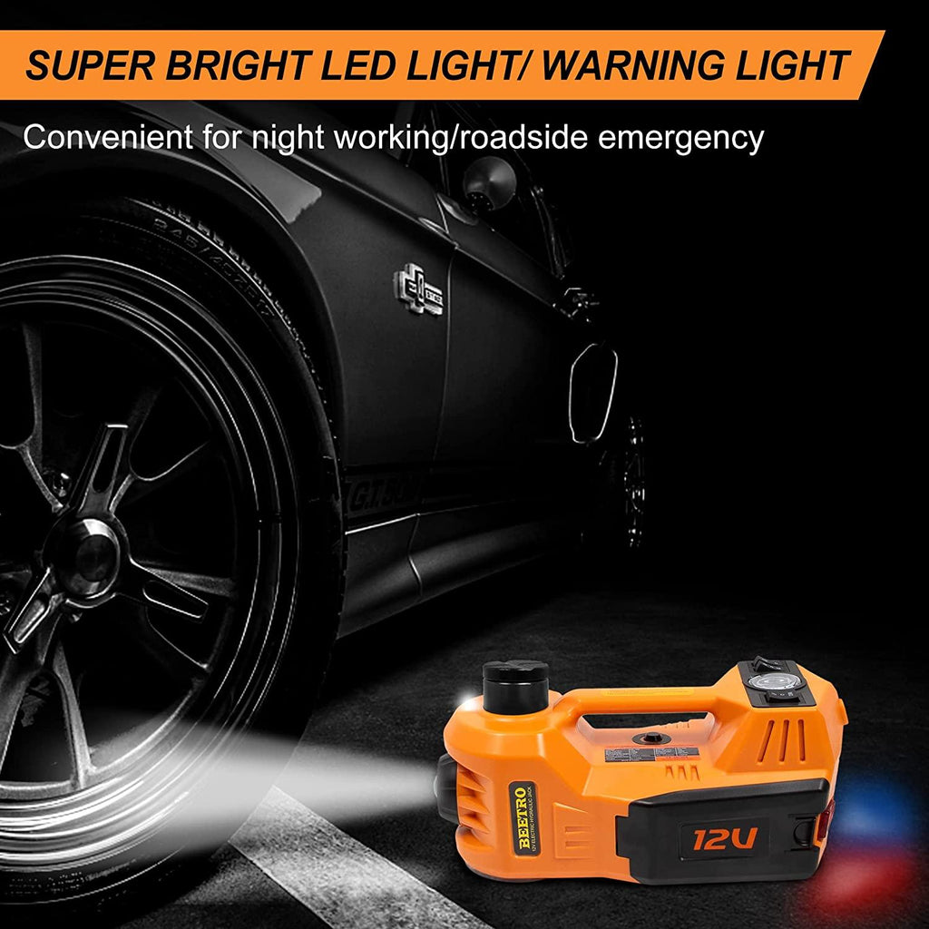 BEETRO 5 Ton Electric Hydraulic Jack, 4 in 1 Electric Car Jack with Electric Wrench and Tire Inflator Pump, 12V Floor Jack Electric Jack for Car SUV MPV Sedan, Lifting Ran6 to 17.7 inch