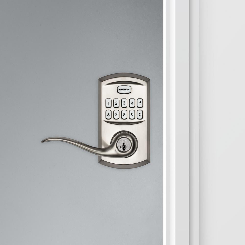 917 SmartCode Satin Nickel Electronic Single-Cylinder Tustin Door Lever Featuring SmartKey Security