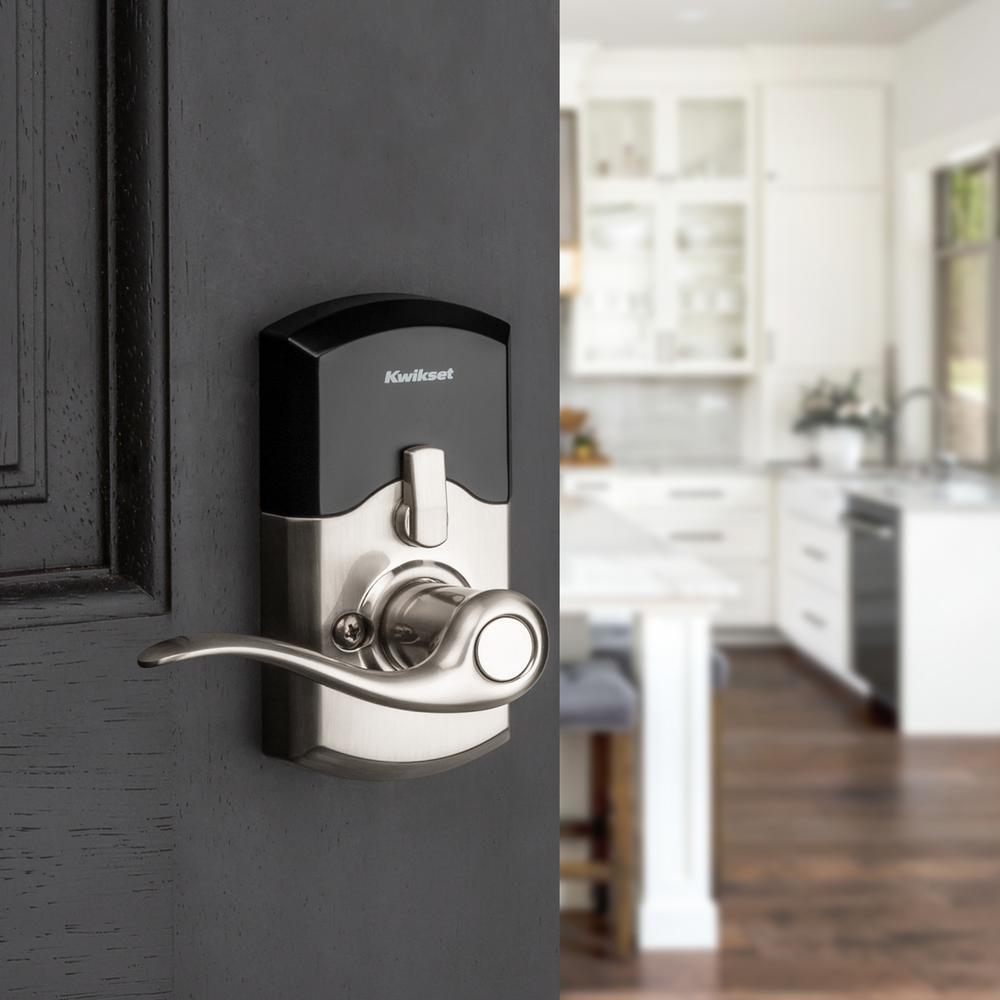 917 SmartCode Satin Nickel Electronic Single-Cylinder Tustin Door Lever Featuring SmartKey Security