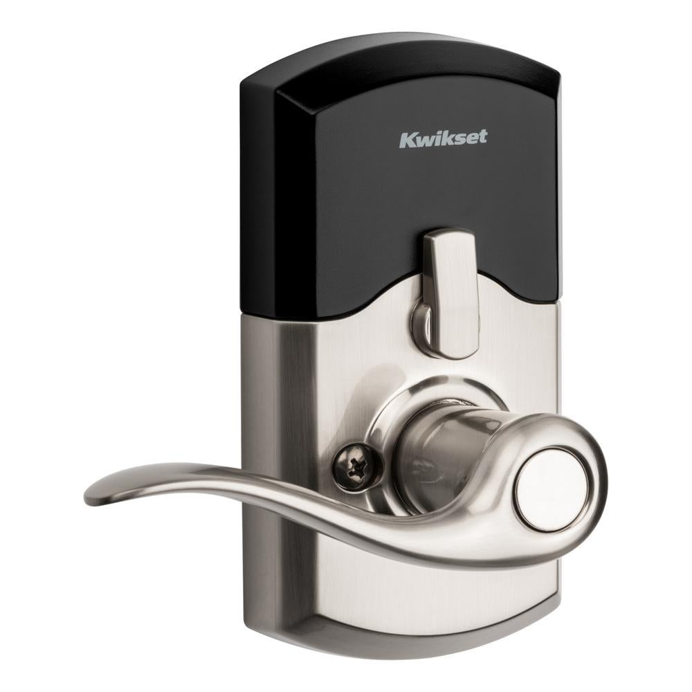 917 SmartCode Satin Nickel Electronic Single-Cylinder Tustin Door Lever Featuring SmartKey Security