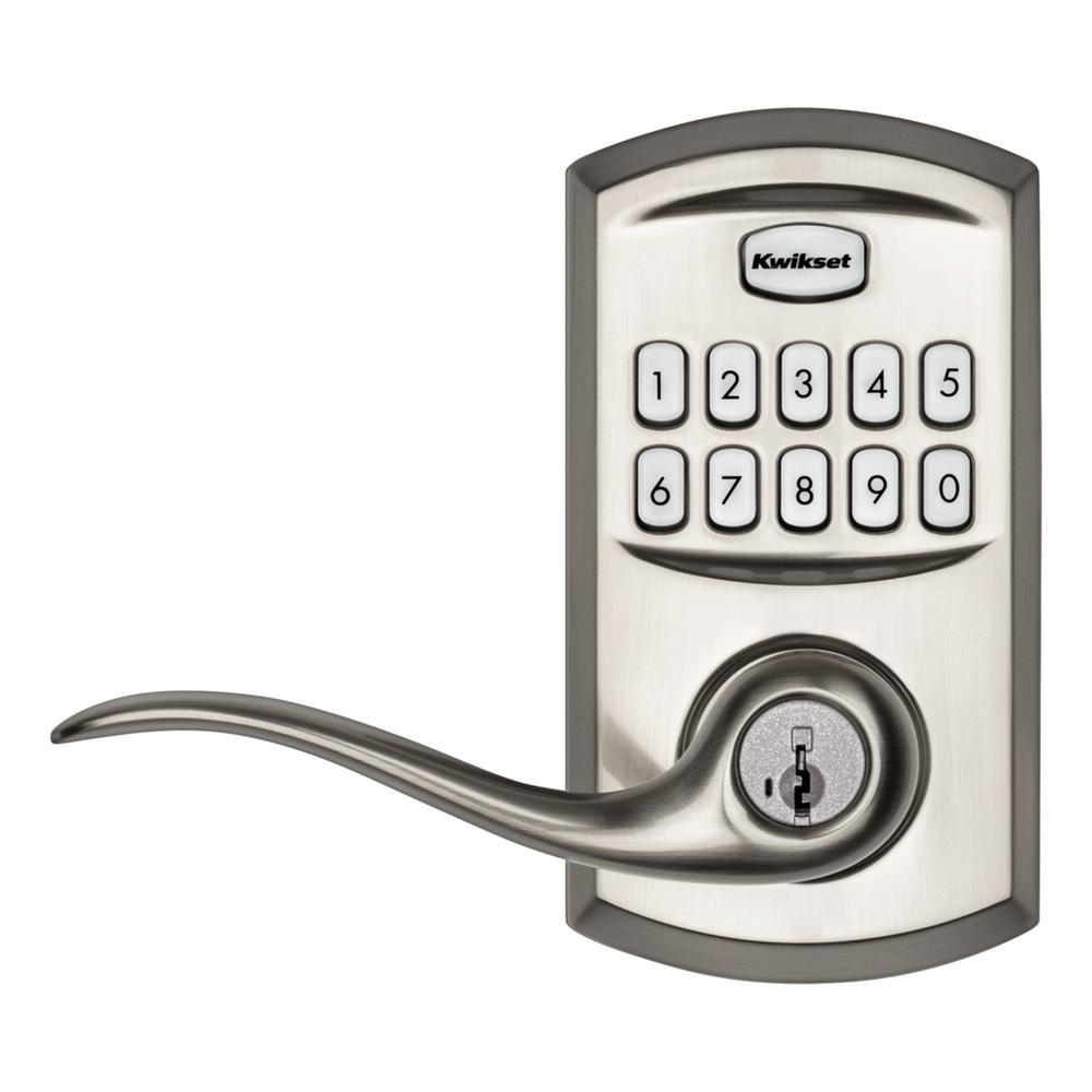 917 SmartCode Satin Nickel Electronic Single-Cylinder Tustin Door Lever Featuring SmartKey Security