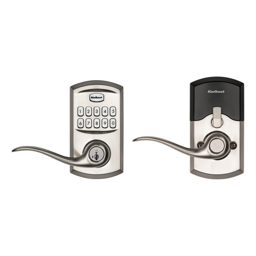 917 SmartCode Satin Nickel Electronic Single-Cylinder Tustin Door Lever Featuring SmartKey Security