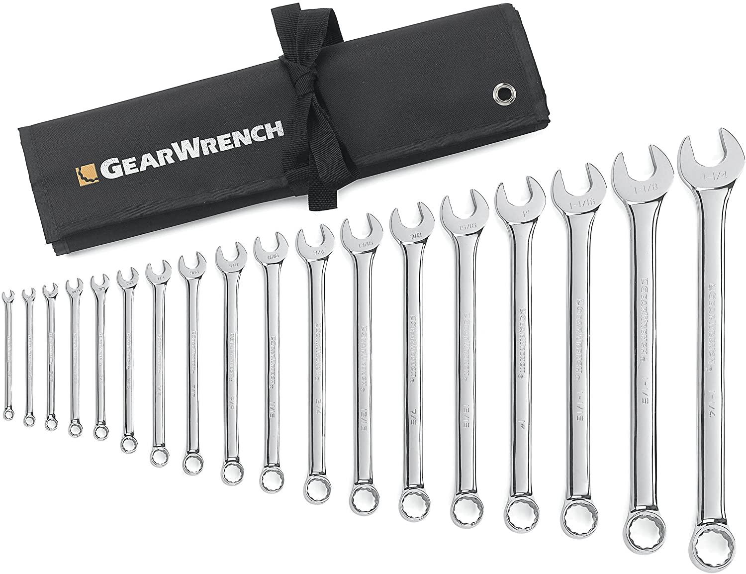 18 Pc. 12 Pt. Combination Wrench Set, Long Pattern, SAE - 1