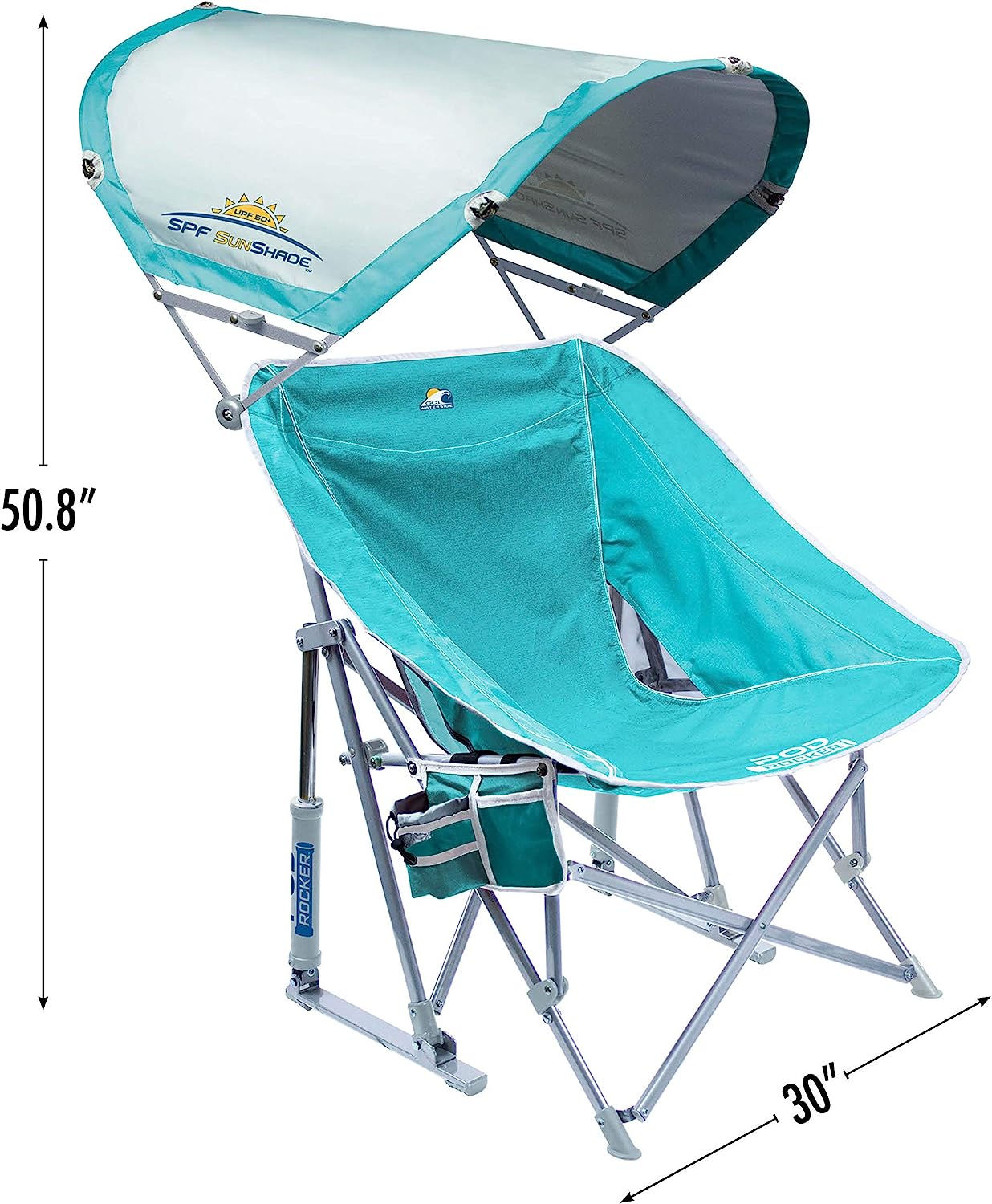 GCI Outdoor Waterside Pod Rocker with SunShade Rocking Chair &amp; Outdoor Camping Chair With Canopy