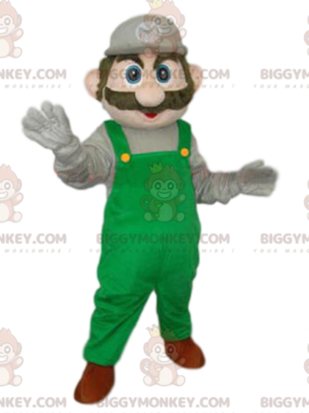 BIGGYMONKEYmascot costume of Luigi, Nintendo's famous Mario character
