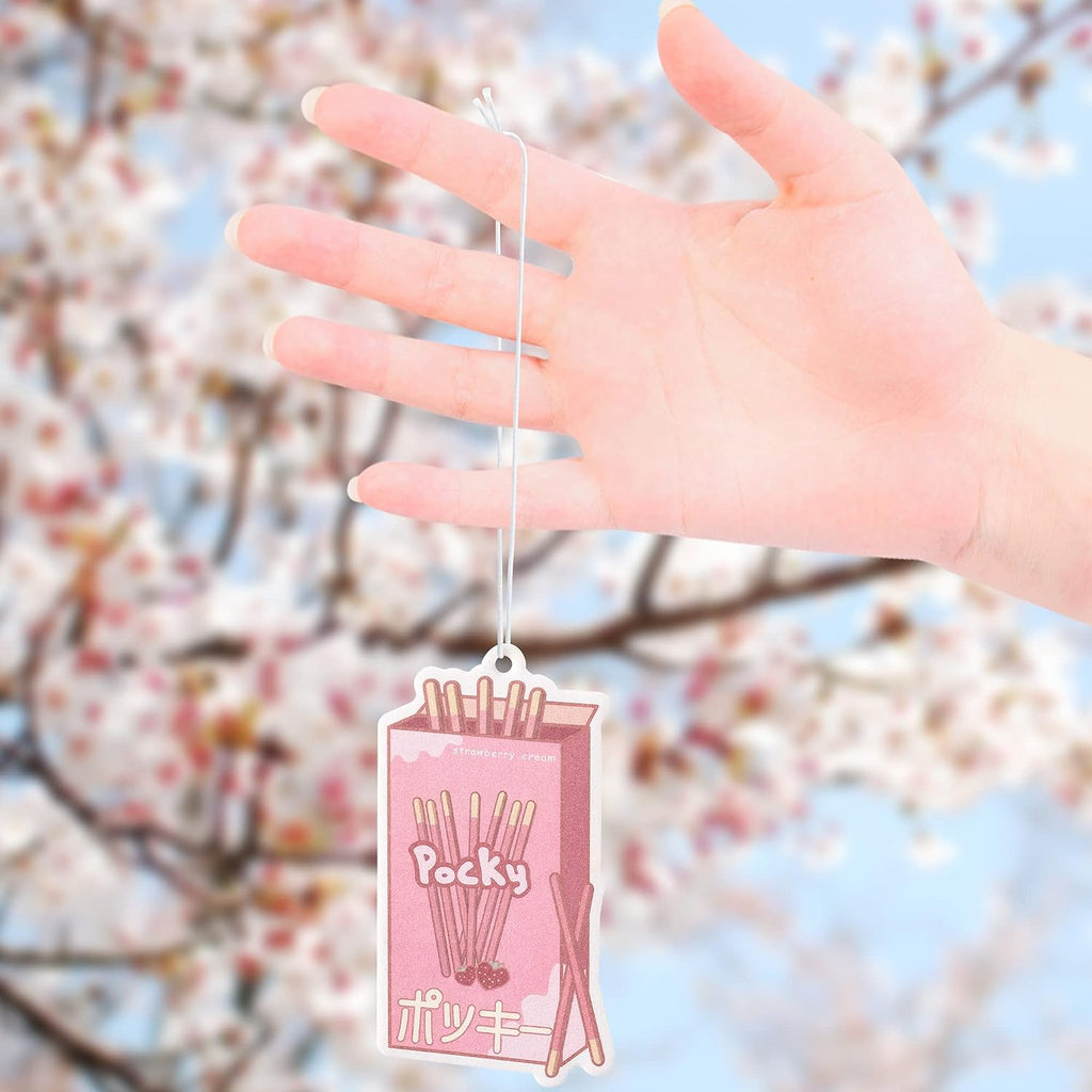 Car Air Freshener Incense Chips Scented Ornament, Car Rearview Mirror Pendant, 4 Styles and Scents Hanging Ornament Vent Decoration Cute Aromatic For Party Supplies (Snacks Kawaii)