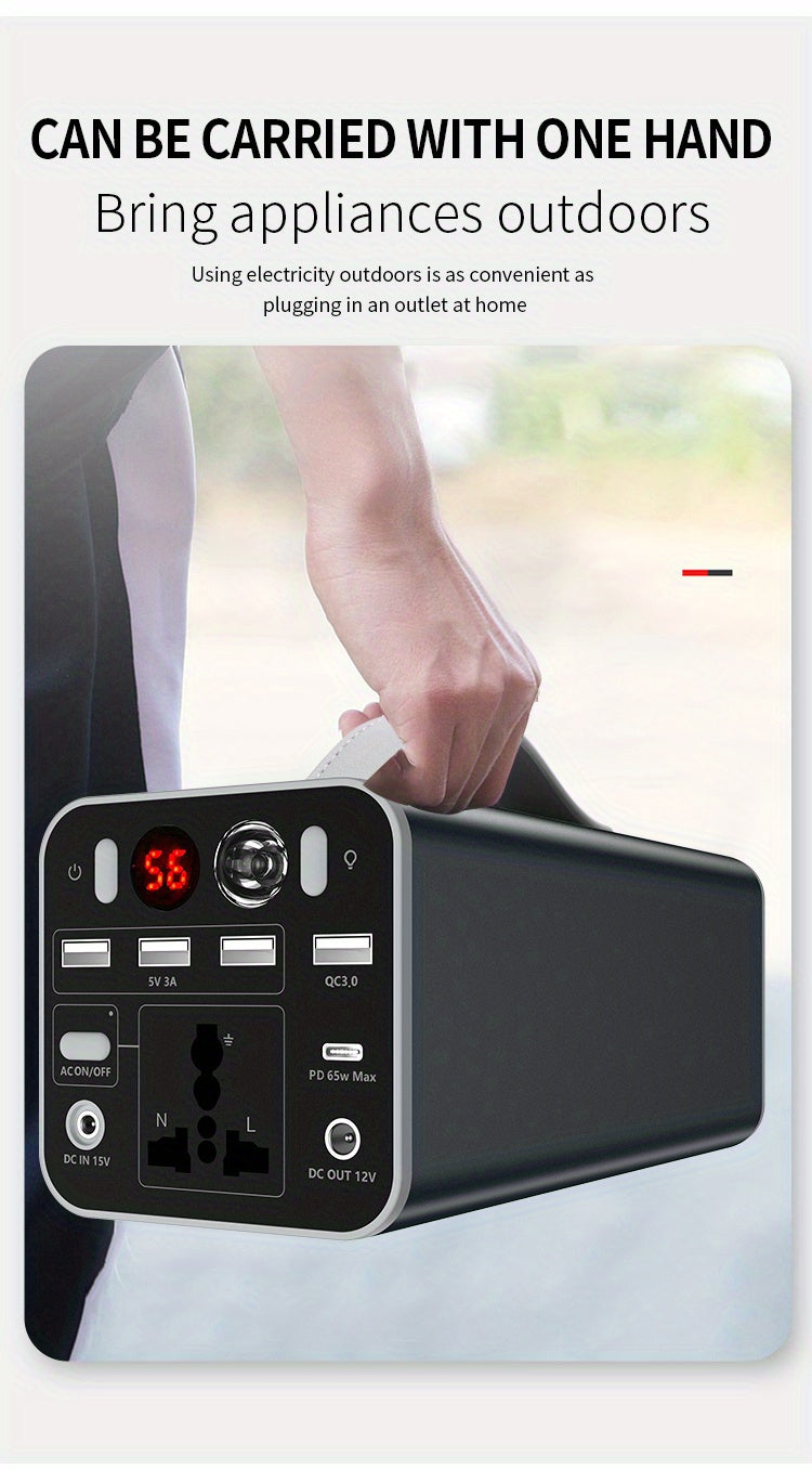 53000mAh Camping Battery Power Station, 198wh Portable Power Bank, With 110V AC Outlet, DC/PD Twoway Fast Charge, Outdoor Generator, LED Light, 4 USB