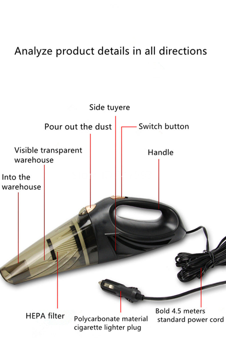 Car Vacuum Cleaner Car Accessories Small 12V High Power Handheld Portable Car Vacuum Cord &amp; Bag Detailing Kit Essentials For Travel, RV Camper