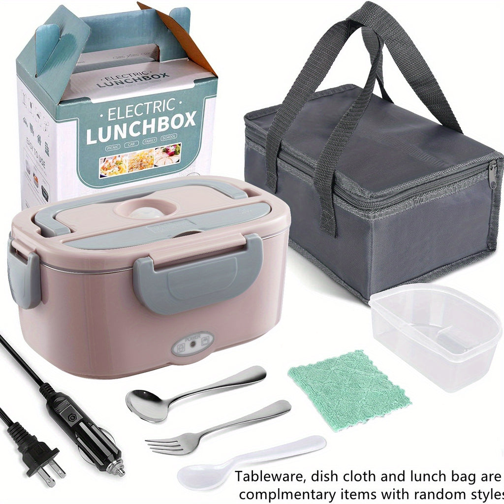 Electric Lunch Box Food Warmer Portable For Car &amp; Home - Leak Proof, Lunch Microwave For Truckers With  Steel Container 50.72 oz, 110V/12V/24V