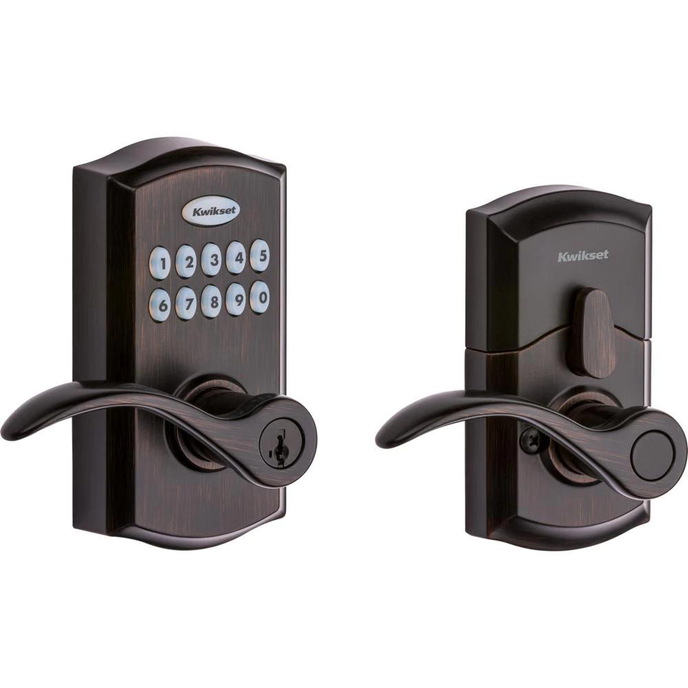 955 SmartCode Venetian Bronze Electronic Pembroke Door Lever Featuring SmartKey Security
