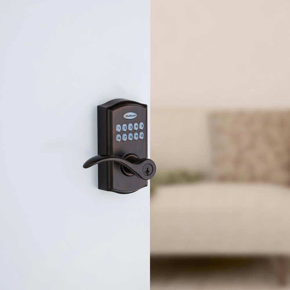 955 SmartCode Venetian Bronze Electronic Pembroke Door Lever Featuring SmartKey Security