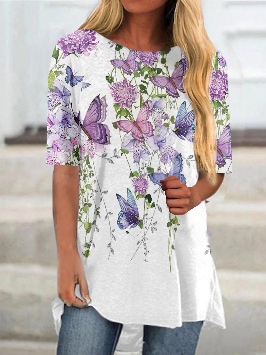 women  recreational butter print T-shit