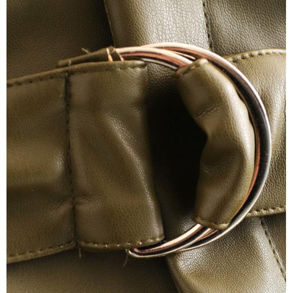 army green leather high waist pants