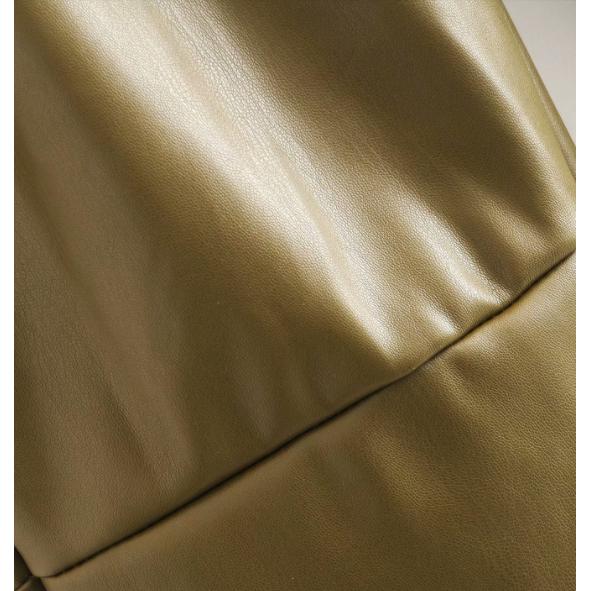army green leather high waist pants