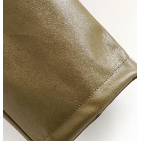 army green leather high waist pants