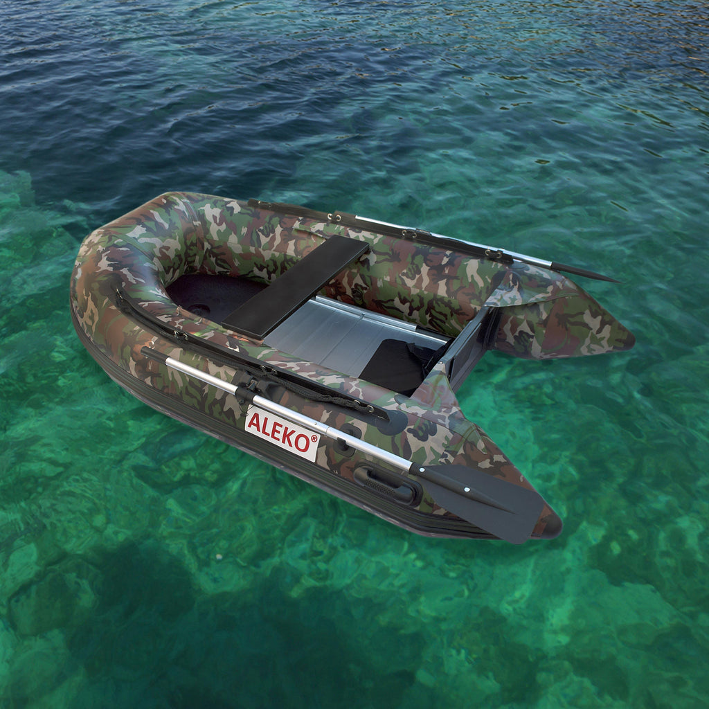 ALEKO Inflatable Boat - Aluminum Floor - 3-Person - 8.4 Feet - Camouflage