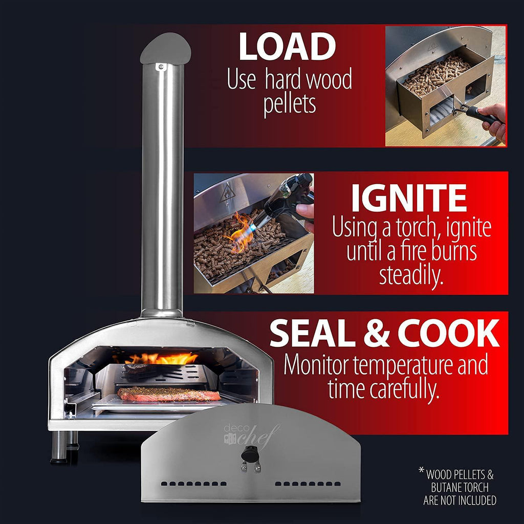 Outdoor Pizza Oven w/ 2-in-1 Pizza & Grill Oven Functionality Portable