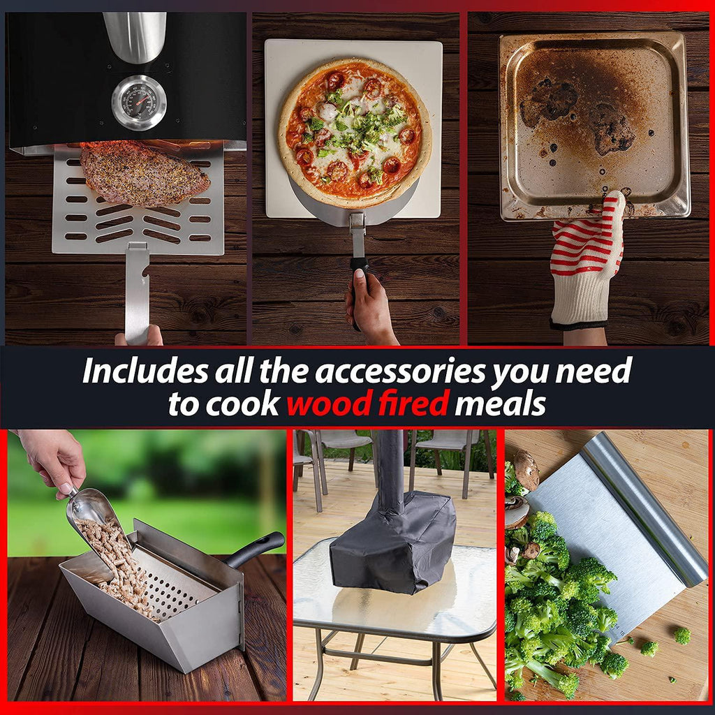 Outdoor Pizza Oven w/ 2-in-1 Pizza & Grill Oven Functionality Portable