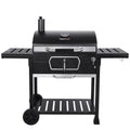 Charcoal Grill With 2 Side Tables In Black