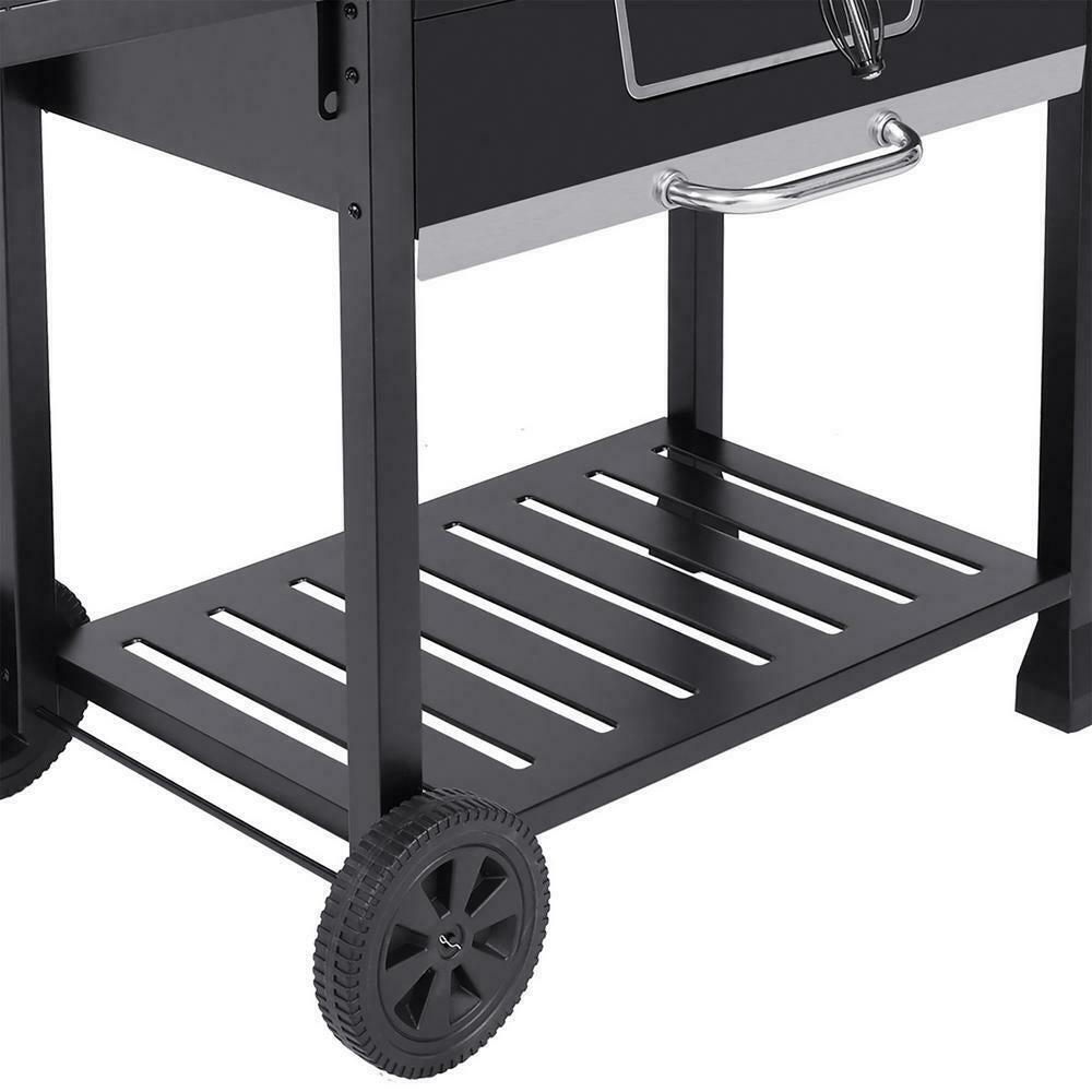 Charcoal Grill With 2 Side Tables In Black