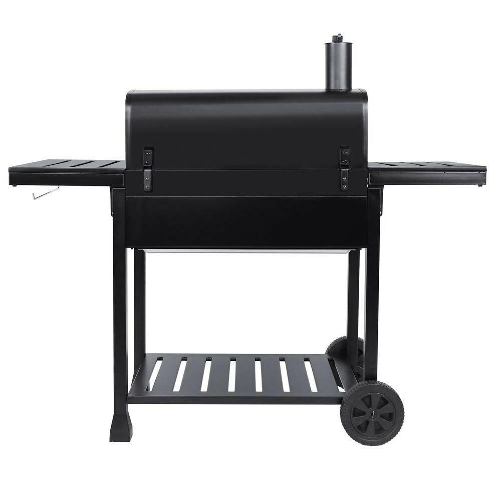 Charcoal Grill With 2 Side Tables In Black