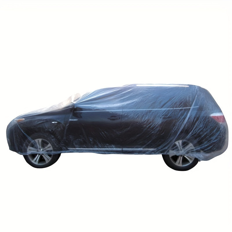 PE Plastic Car Cover Transparent Waterproof Dustproof Vehicle Protection Anti-Scratch Soft Material
