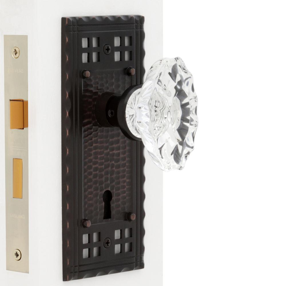 Craftsman Plate Interior Mortise Chateau Door Knob in Timeless Bronze