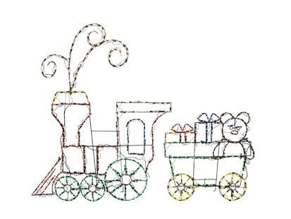 ProductWorks Prelit LED Pro-Line Christmas Yard Decor 2-Piece Set Train, with Animotion 60"