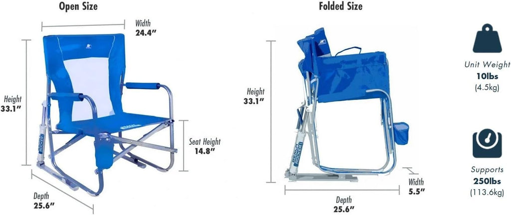 GCI Outdoor Waterside Beach Rocker Folding Beach Chair &amp; Portable Rocking Chair