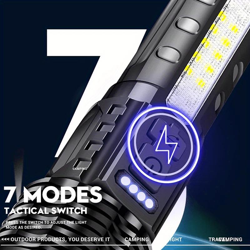 Super Powerful Flashlight Rechargeable Torch Light High Power Strong LED White Flash Light Tactical Lantern with Charging Cable