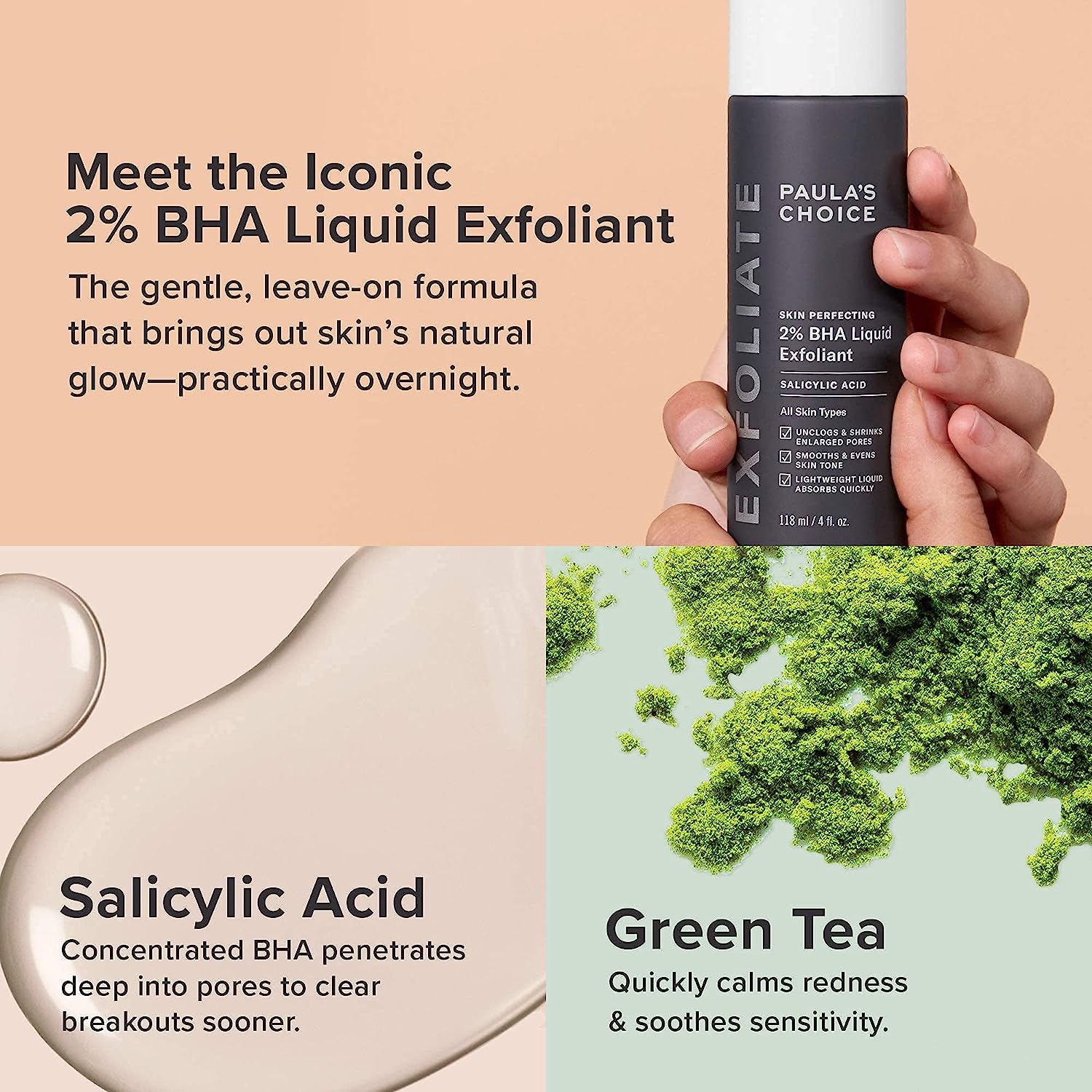 Paulas Choice--SKIN PERFECTING 2% BHA Liquid Salicylic Acid Exfoliant--Facial Exfoliant for Blackheads, Enlarged Pores, Wrinkles &amp; Fine Lines, 4 oz Bottle