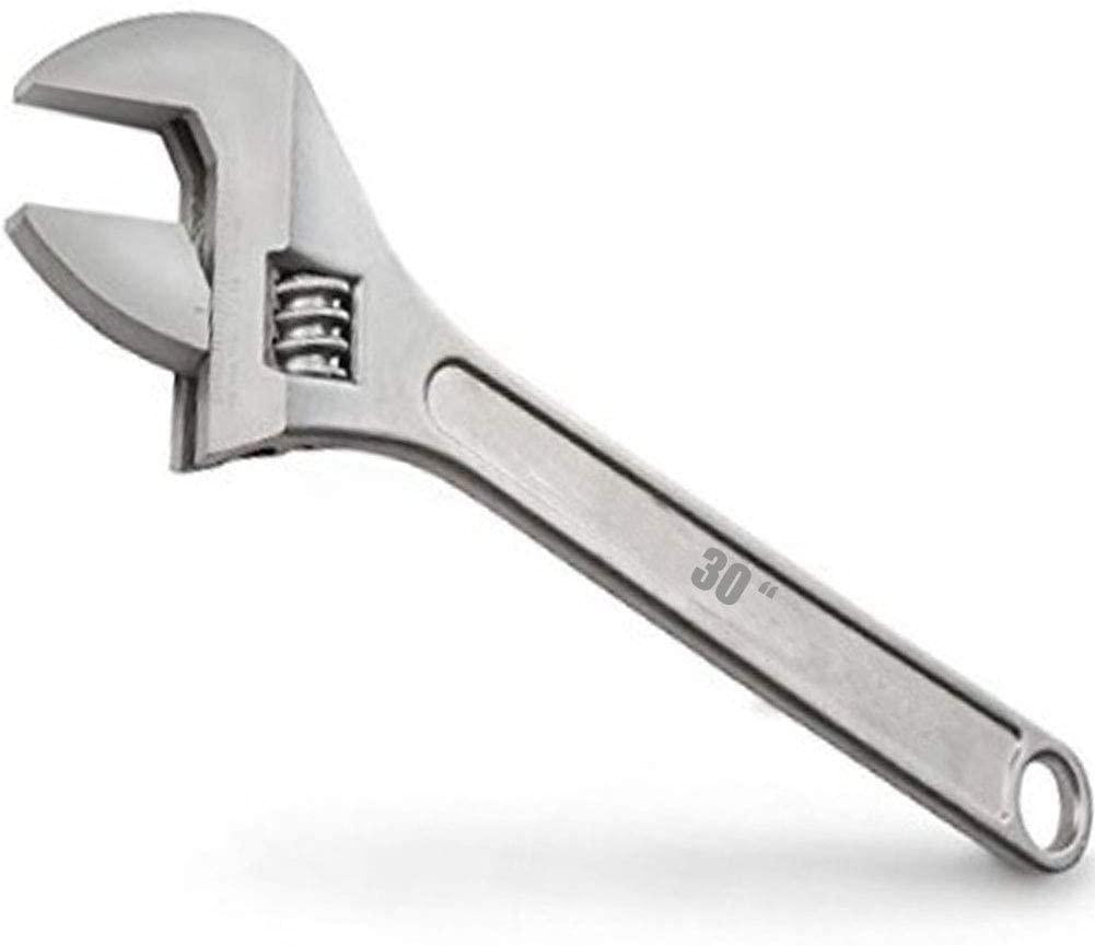 30-Inch Adjustable Wrench Adjustable Spanner Wide Mouth Wrenches, Forged, Chrome-Plated, Hand Tools, 775 MM,1 PACK
