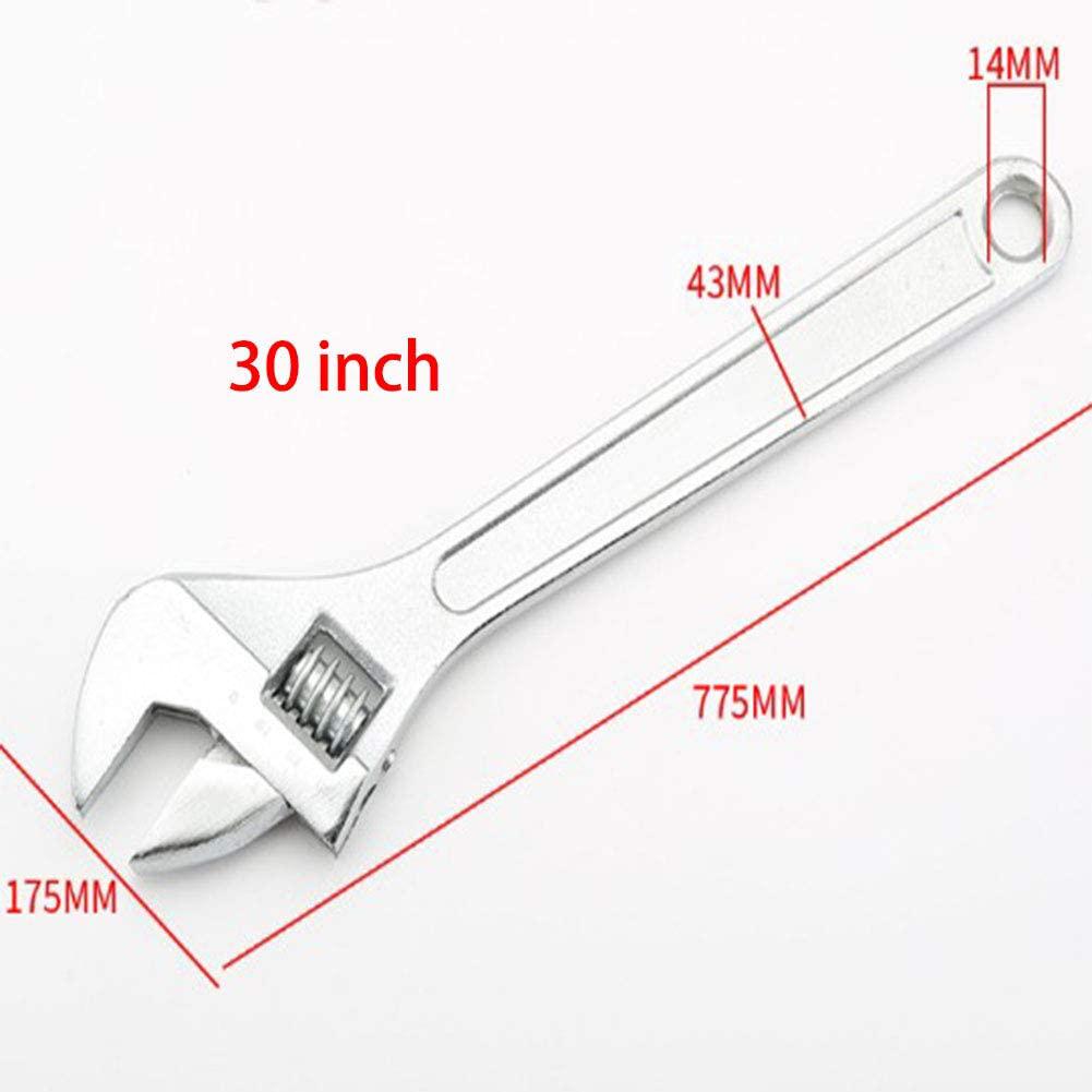30-Inch Adjustable Wrench Adjustable Spanner Wide Mouth Wrenches, Forged, Chrome-Plated, Hand Tools, 775 MM,1 PACK