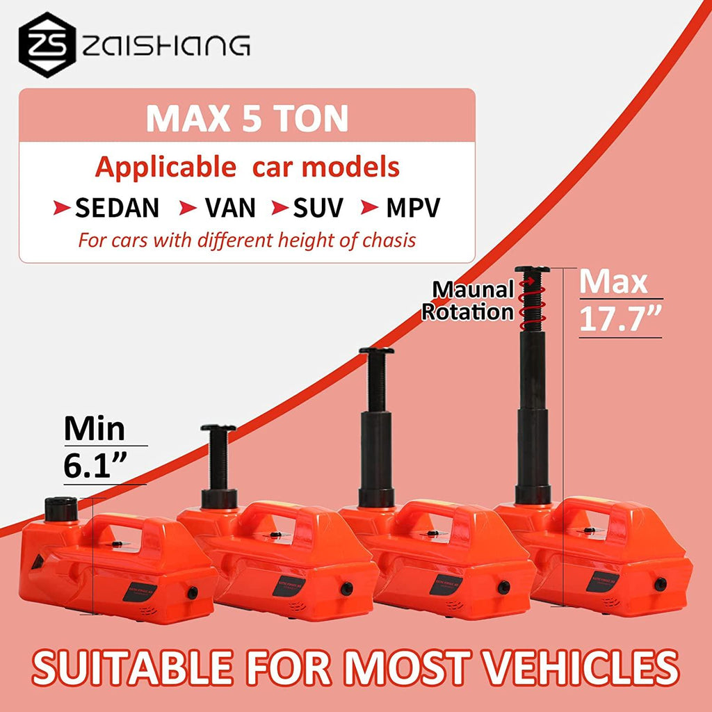ZAISHANG Electric Car Jack 5T Hydraulic Floor Jack DC 12V Car Jack Kit with Electric Impact Wrench, Car Lift for Emergency Tire Change