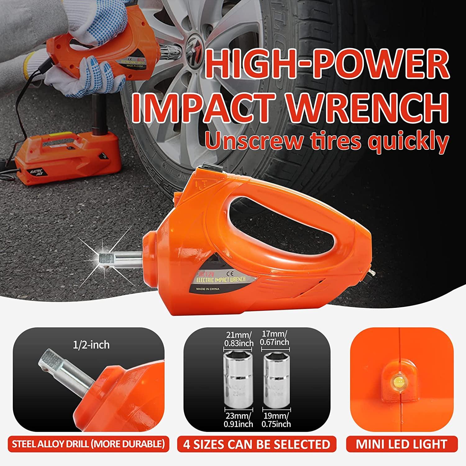 ZAISHANG Electric Car Jack 5T Hydraulic Floor Jack DC 12V Car Jack Kit with Electric Impact Wrench, Car Lift for Emergency Tire Change