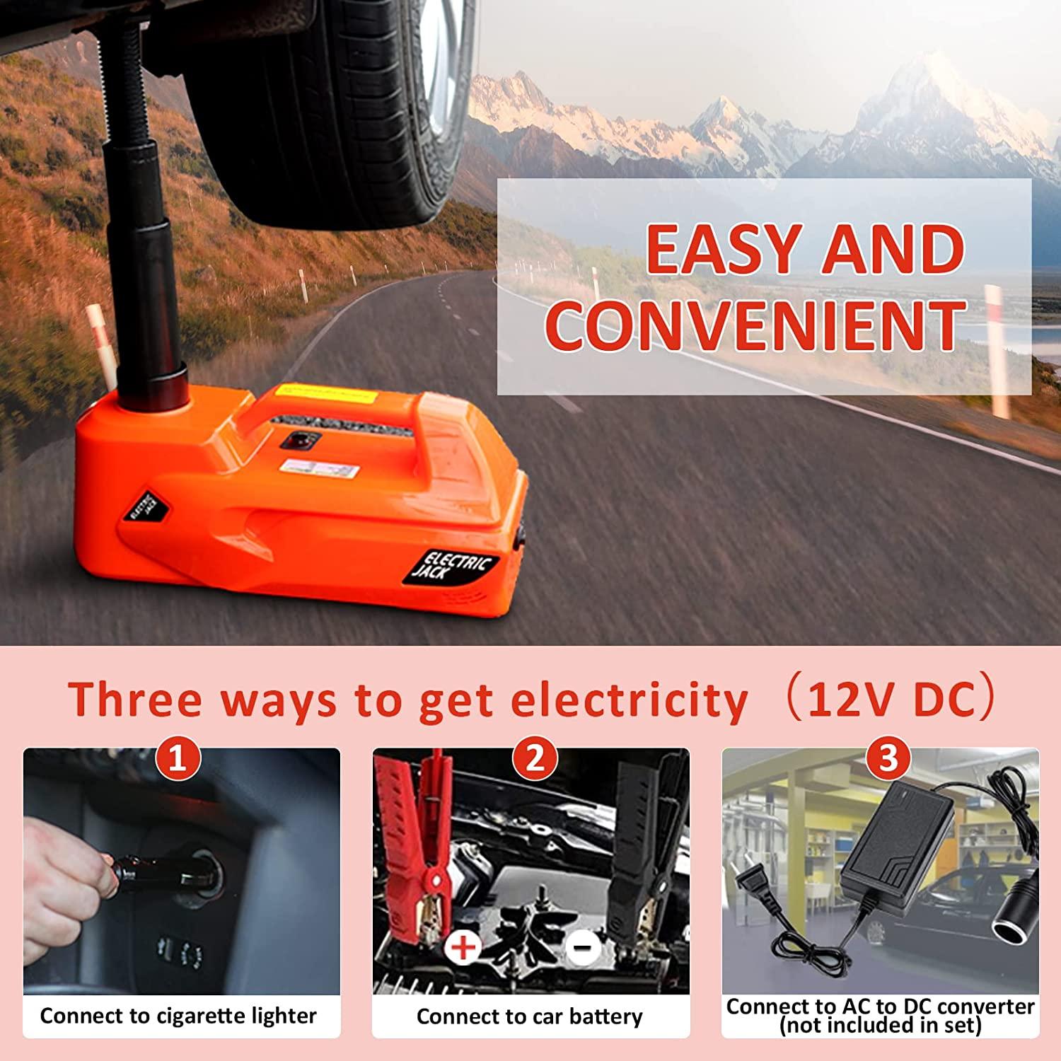 ZAISHANG Electric Car Jack 5T Hydraulic Floor Jack DC 12V Car Jack Kit with Electric Impact Wrench, Car Lift for Emergency Tire Change