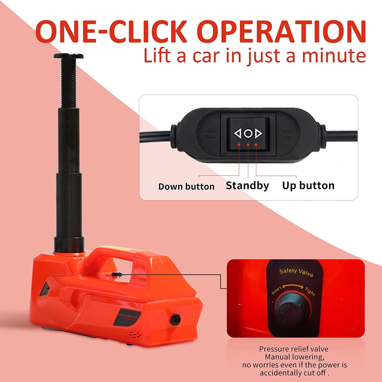ZAISHANG Electric Car Jack 5T Hydraulic Floor Jack DC 12V Car Jack Kit with Electric Impact Wrench, Car Lift for Emergency Tire Change