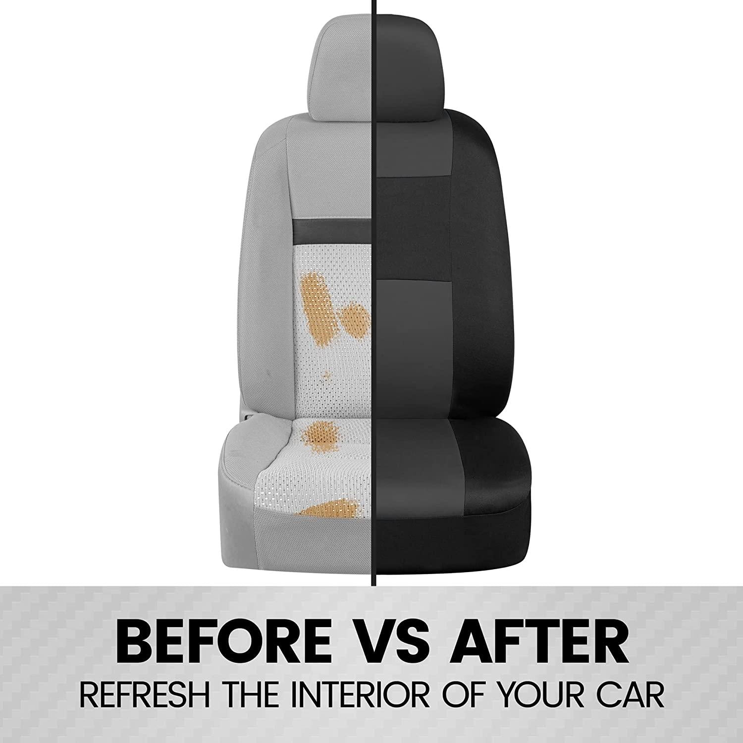 BDK PolyPro Car Seat Covers Full Set in Charcoal on Black – Front and Rear Split Bench Seat Covers for Cars, Easy to Install Car Seat Cover Set, Car Accessories for Auto Trucks Van SUV