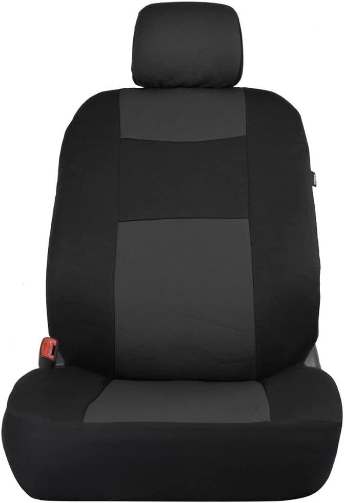 BDK PolyPro Car Seat Covers Full Set in Charcoal on Black – Front and Rear Split Bench Seat Covers for Cars, Easy to Install Car Seat Cover Set, Car Accessories for Auto Trucks Van SUV