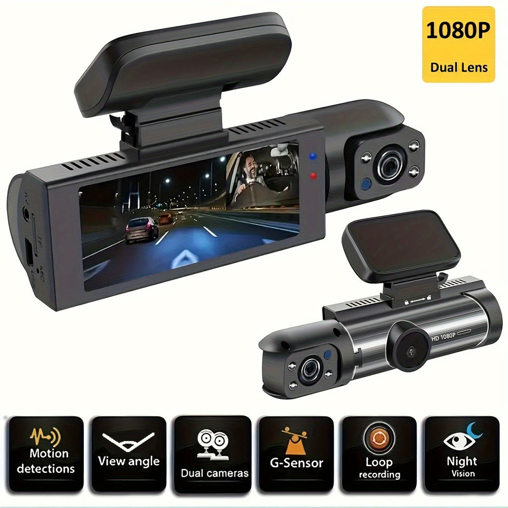 1080P Dual Camera,Dash Cam For Cars,Front And Inside,car Camera With IR Night Vision,Loop Recording,wide Angle Car DVR Camera With 3.16 Inch IPS Screen,dual Lens Car Dashboard Video Cam